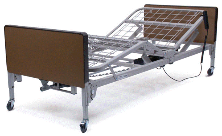 image of Semi-Electric Bed, Full Chrome Rails, Plastic Ends, Foam Mattress