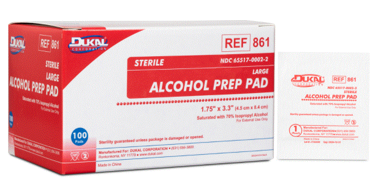 Dukal Alcohol Prep Pad, Large, Sterile $3.67/Box of 100 MedChain Supply 861