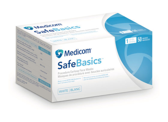 Medicom Safebasics Procedure Earloop Face Mask, ASTM Level 2, White $101.82/Case of 500 MedPlus 2140