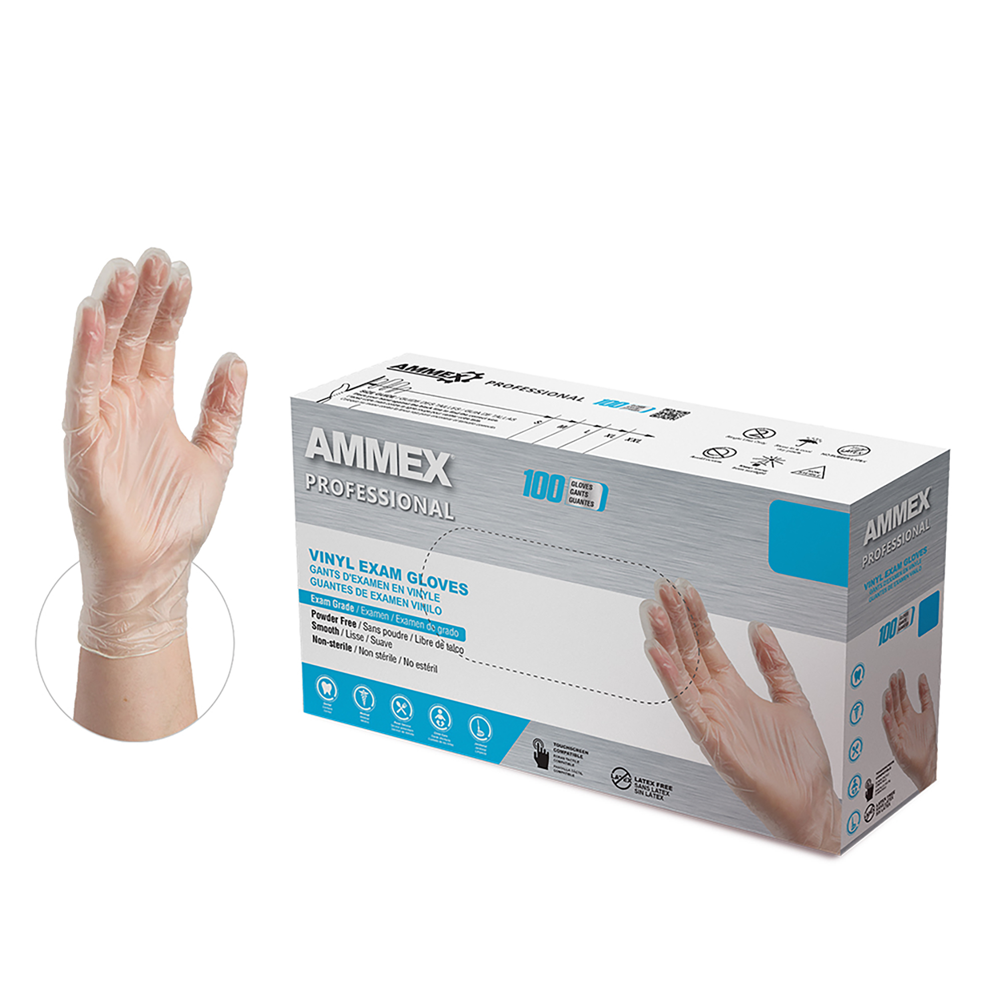 Ammex Vinyl Exam Gloves, Clear, Medium $110.12/Case of 1000 MedPlus VPF64100