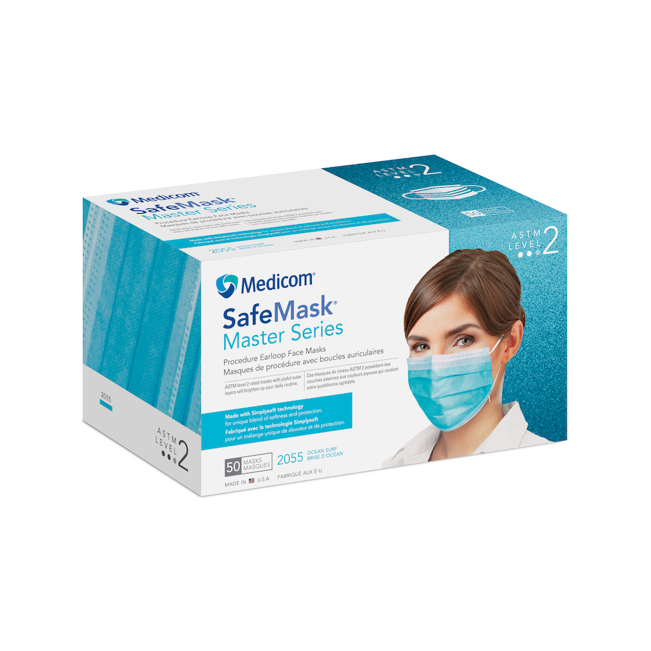 Medicom Face Mask, Earloop, Level 2, Aquamarine $119.53/Case of 500 MedPlus 2055