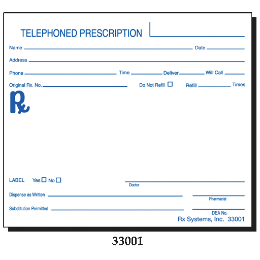 Prescription Rx Pads Products, Supplies and Equipment