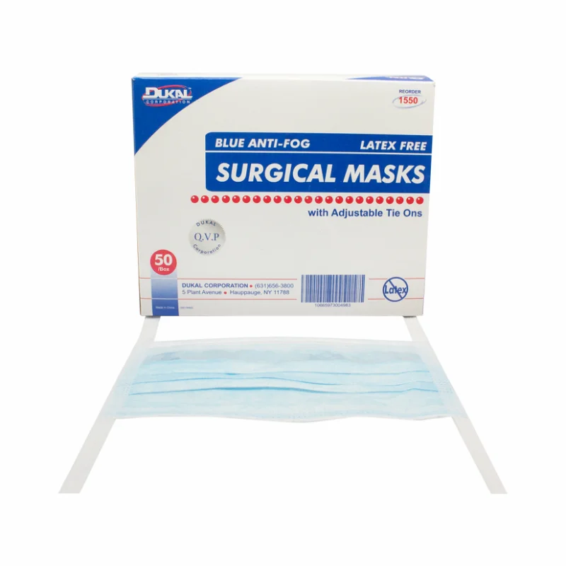 Dukal Anti-Fog Surgical Mask with Tie, 3-Ply, Blue $31.17/Case of 300 Dukal 1550