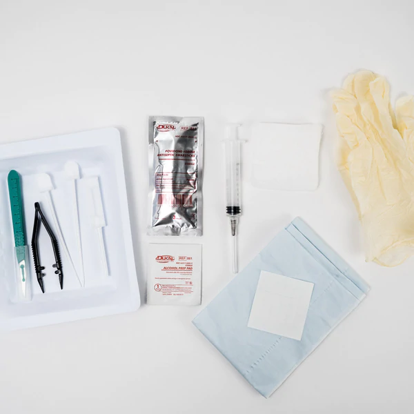 image of 3.2mm Resin Trocar, Wrapped Kit, with Antiseptic, Medium Glove