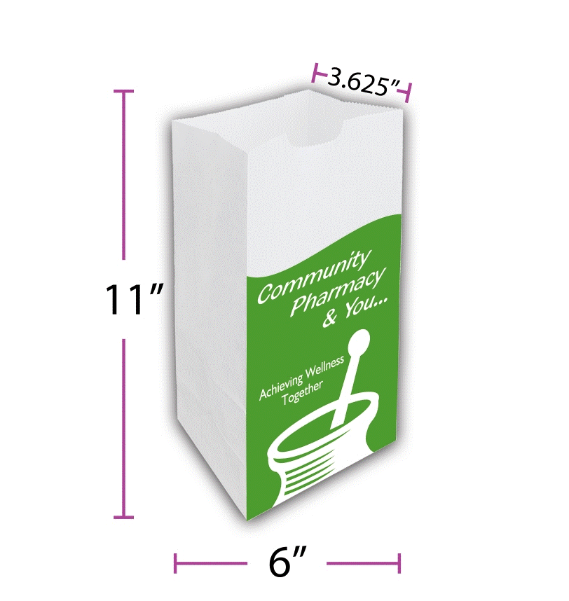 RX Systems Community Pharmacy, Rx Bags, Flat Bottom, Small, 6# (6 x 3.5 x 11) $77.88/Case of 1000 Rx Systems 11607