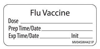 PDC Label Paper Permanent Flu Vaccine 1 Core 2 1/4x1 White, Min. Order of 5 Rolls $27.91/Roll of 420 PDC / Pharmex MV04SW4421P