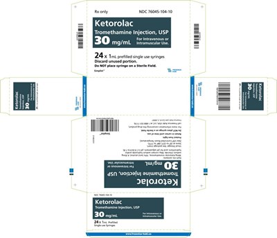 Fresenius Kabi Ketorolac Inj. Prefilled Syringe 30mg/ml  2mL $150.50/ Modern Medical Products 76045-105-20