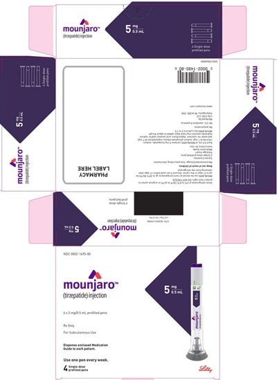 Mounjaro Tirzepatide 5mg/0.5mL Pre-Filled Pen Injection $1,617.40/Pack of 4 The Pharmacy HUB LLC 00002-1495-80