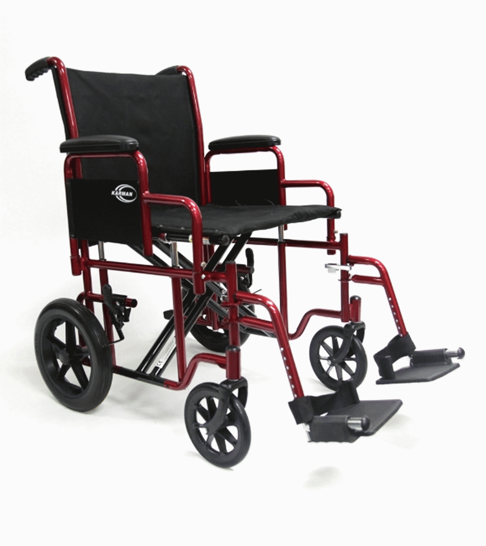 Karman Healthcare Bariatric Transport Chair, 20 Seat, Footrests with Heel Loop, Red $274.85/EA Karman Healthcare T-920W