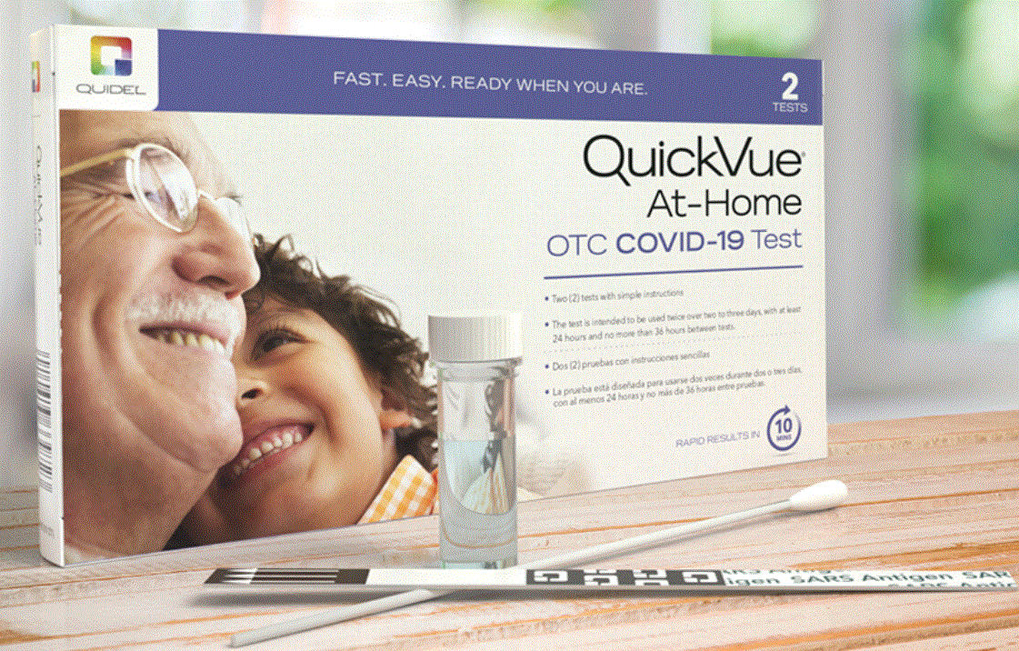 Quidel QuickVue At-Home OTC COVID-19, Rapid Results, 2 test/kit $24.89/Kit of 2 MedPlus 20402